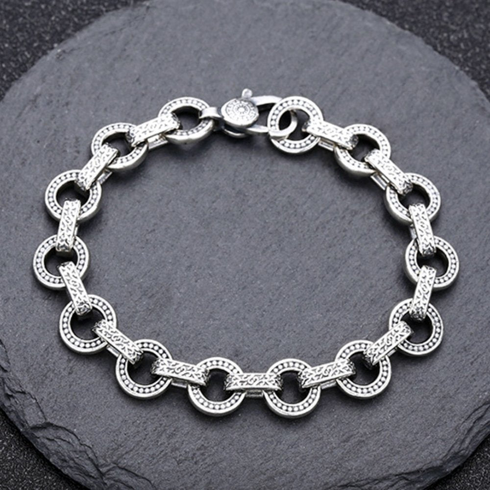 Men's Sterling Silver Rings Link Chain Bracelet