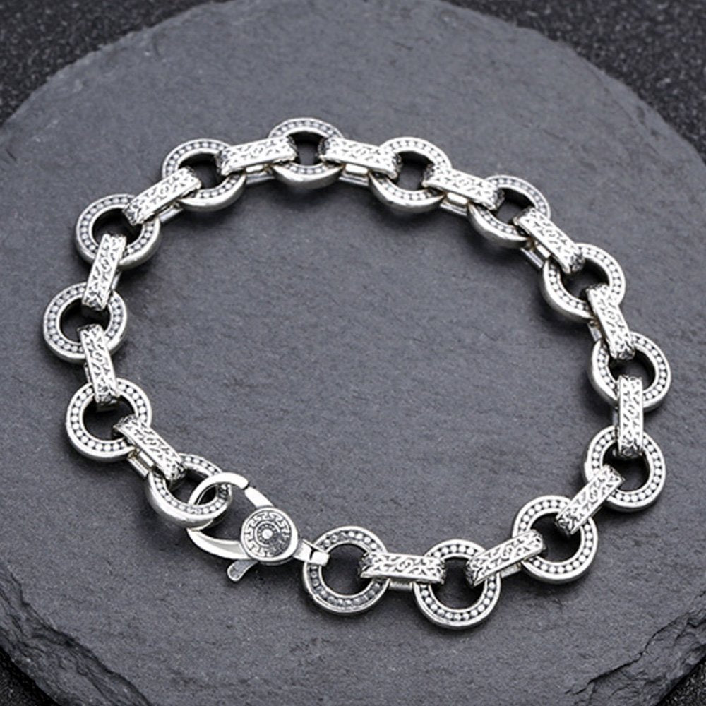 Men's Sterling Silver Rings Link Chain Bracelet