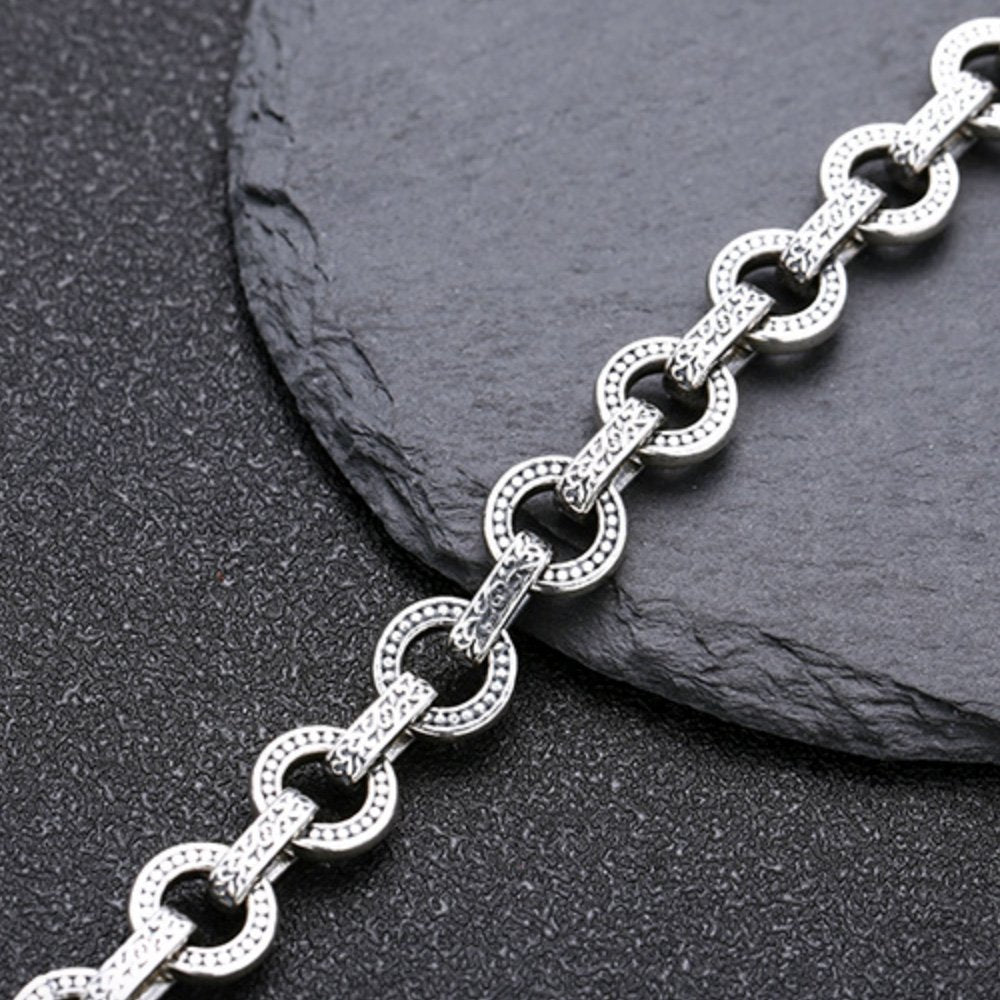 Men's Sterling Silver Rings Link Chain Bracelet