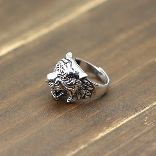 Men's Sterling Silver Roaring Tiger Ring