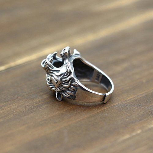 Men's Sterling Silver Roaring Tiger Ring