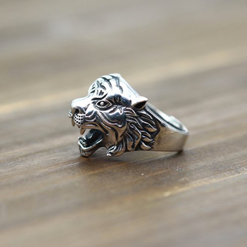 Men's Sterling Silver Roaring Tiger Ring