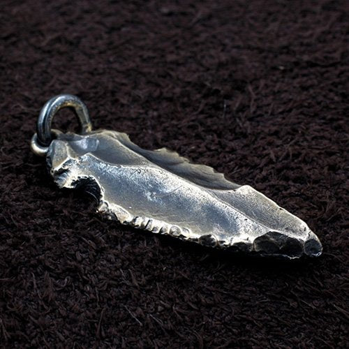 Men's Sterling Silver Rock Spearhead Necklace