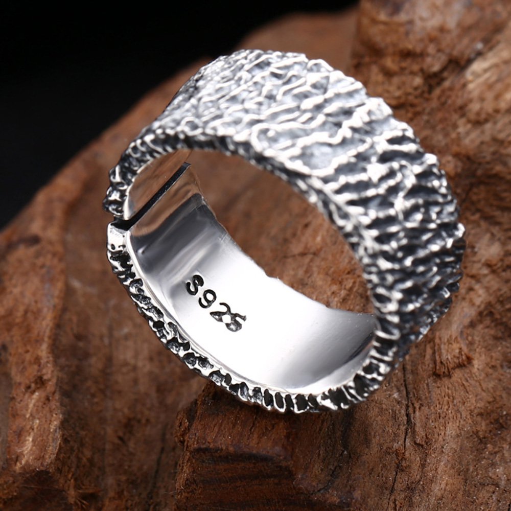 Men's Sterling Silver Rock Texture Ring