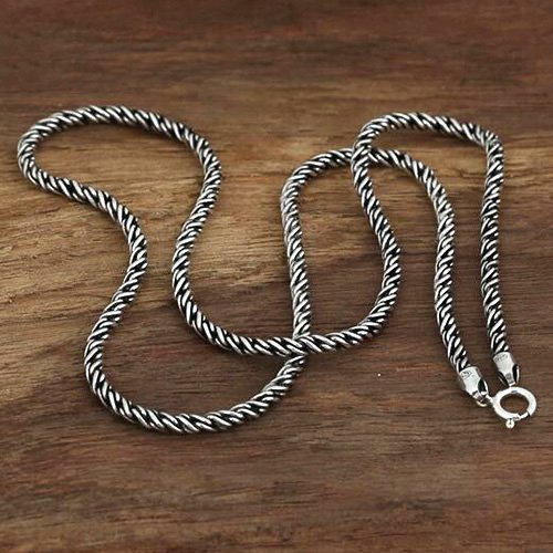 3 mm Men's Sterling Silver Rope Chain 18"-24"