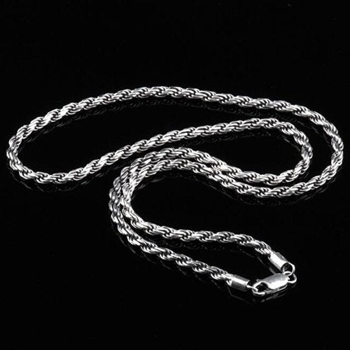 3 mm Men's Sterling Silver Rope Chain 18"-24"