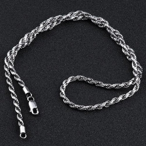 3 mm Men's Sterling Silver Rope Chain 18"-24"