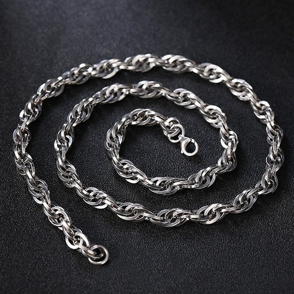 6.5 mm Men's Sterling Silver Rope Chain 22”