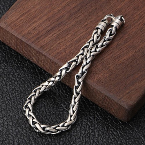 Men's Sterling Silver Braided Rope Chain Bracelet