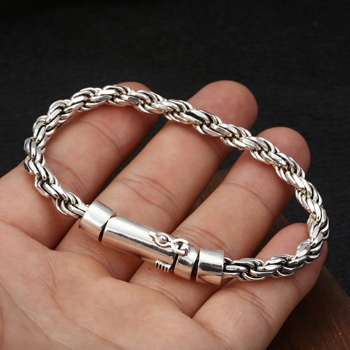 Men's Sterling Silver Rope Chain Bracelet