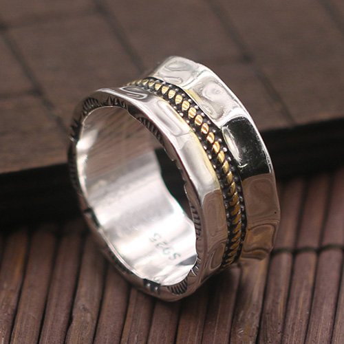 Men's Sterling Silver Rope Pattern Band Ring