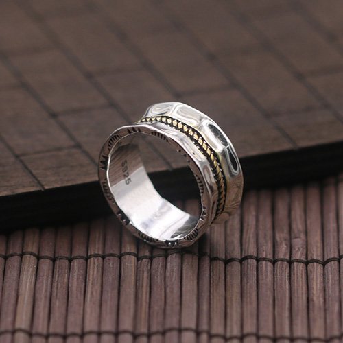 Men's Sterling Silver Rope Pattern Band Ring