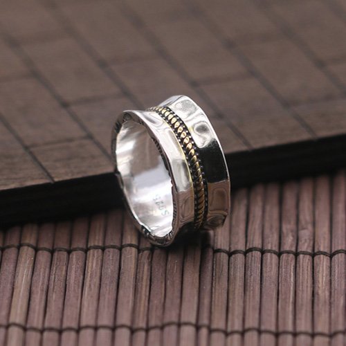 Men's Sterling Silver Rope Pattern Band Ring