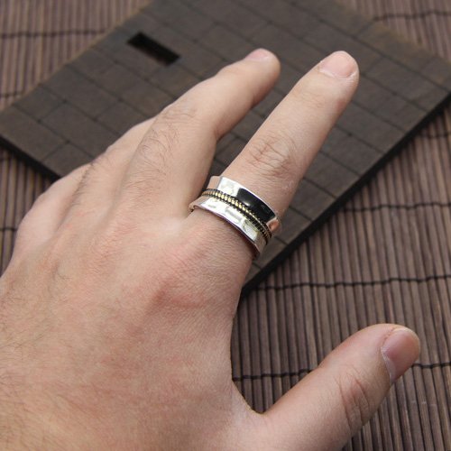 Men's Sterling Silver Rope Pattern Band Ring