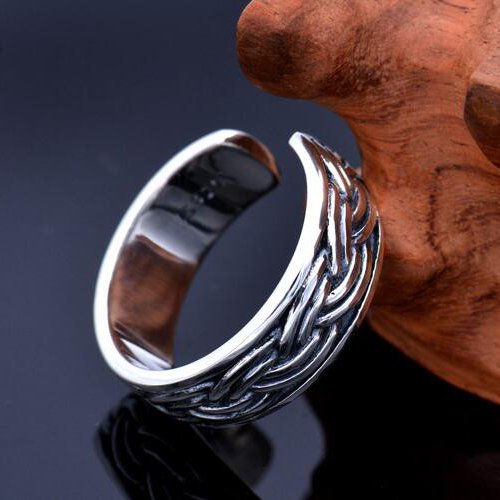 Men's Sterling Silver Rope Pattern Wrap Ring