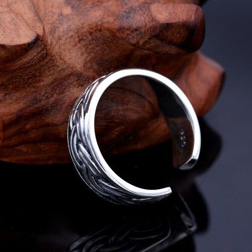 Men's Sterling Silver Rope Pattern Wrap Ring