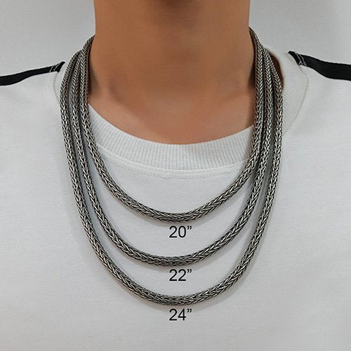 Men's Sterling Silver Round Wheat Chain 20”-24”