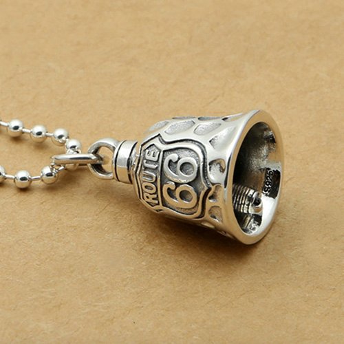 Men's Sterling Silver Route 66 Bell Necklace