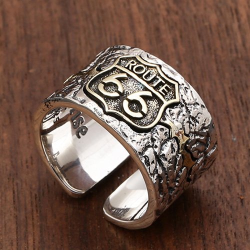 Men's Sterling Silver Route 66 Ring