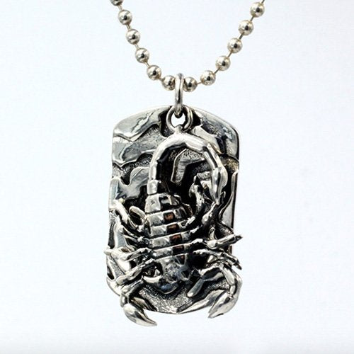 Men s Sterling Silver Scorpion Tag Necklace Jewelry1000