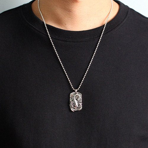 Men's Sterling Silver Scorpion Tag Necklace