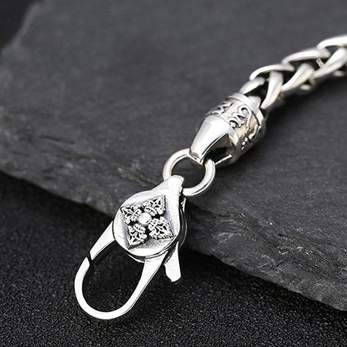 Men's Sterling Silver Six True Words Mantra Braided Bracelet