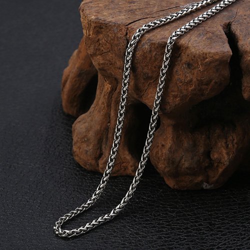 3 mm Men's Sterling Silver Six True Words Mantra Braided Chain 20"-30"