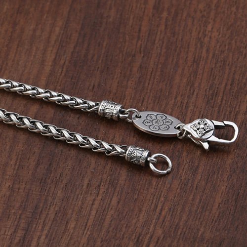 3 mm Men's Sterling Silver Six True Words Mantra Braided Chain 20"-30"