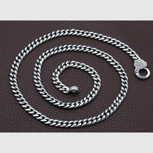 Men's Sterling Silver Six True Words Mantra Curb Chain 20”-28”