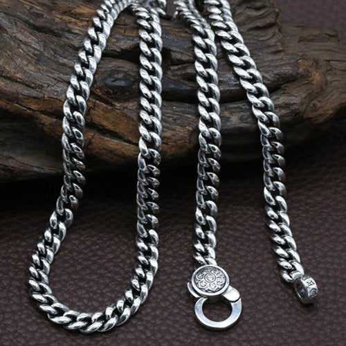 Men's Sterling Silver Six True Words Mantra Curb Chain 20”-28”