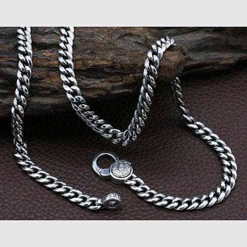 Men's Sterling Silver Six True Words Mantra Curb Chain 20”-28”