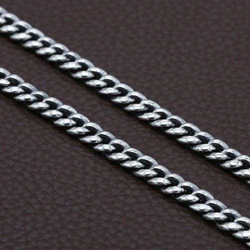 Men's Sterling Silver Six True Words Mantra Curb Chain 20”-28”