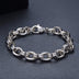 Men's Sterling Silver Six True Words Mantra Oval Link Chain Bracelet