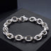 Men's Sterling Silver Six True Words Mantra Oval Link Chain Bracelet