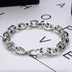Men's Sterling Silver Six True Words Mantra Oval Link Chain Bracelet