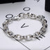 Men's Sterling Silver Six True Words Mantra Oval Link Chain Bracelet