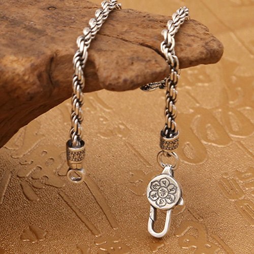 Men's Sterling Silver Six True Words Mantra Rope Chain Bracelet