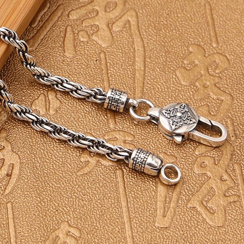 Men's Sterling Silver Six True Words Mantra Rope Chain Bracelet