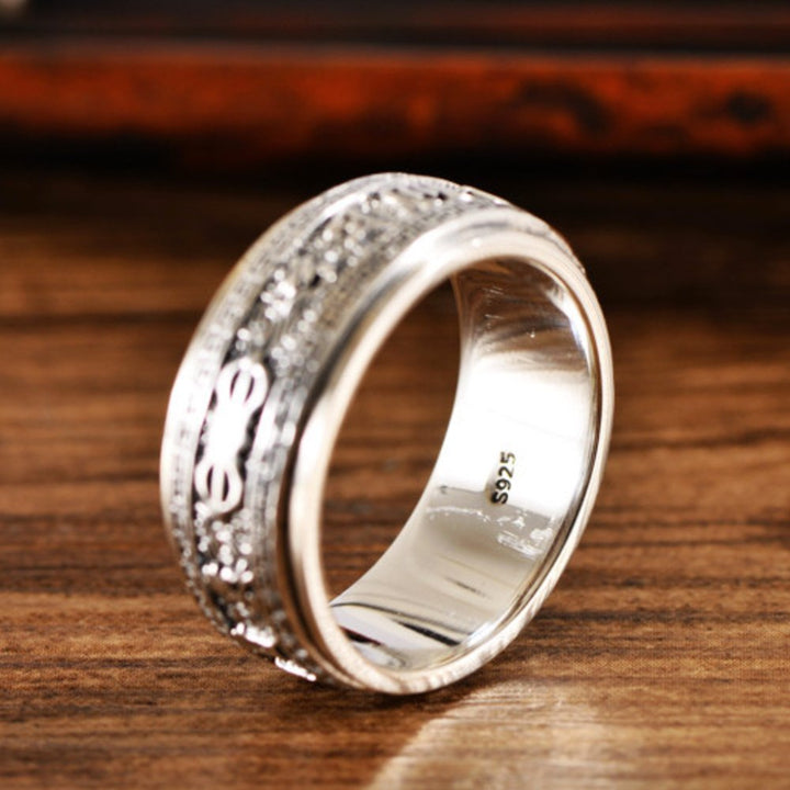 Men's Sterling Silver Six True Words Mantra Spinner Ring