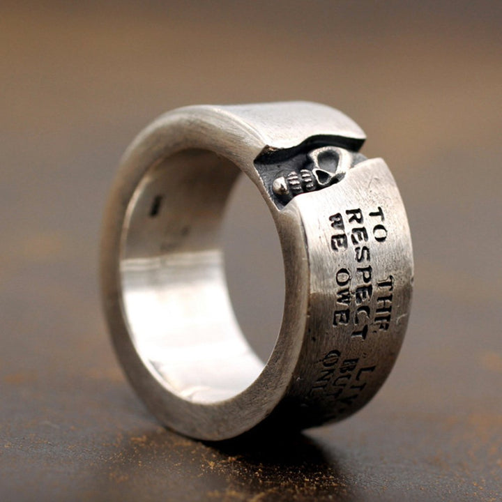 Men's Sterling Silver Skull Band Ring