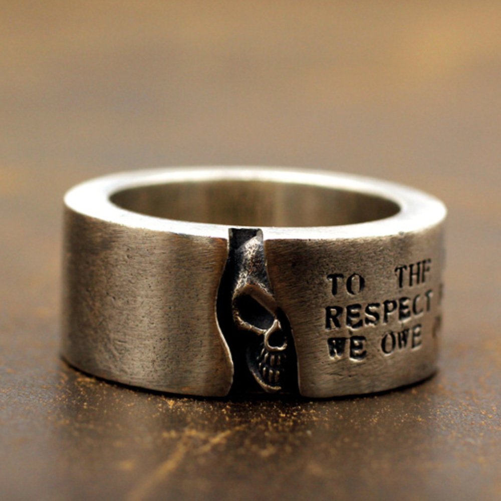 Men's Sterling Silver Skull Band Ring