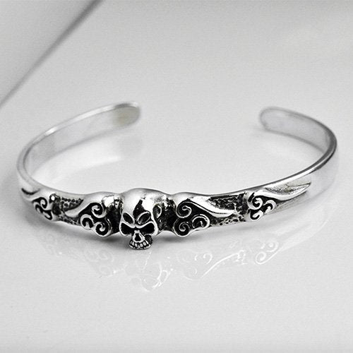 Men's Sterling Silver Skull Cuff Bracelet