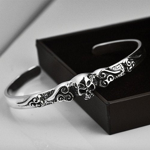 Men's Sterling Silver Skull Cuff Bracelet