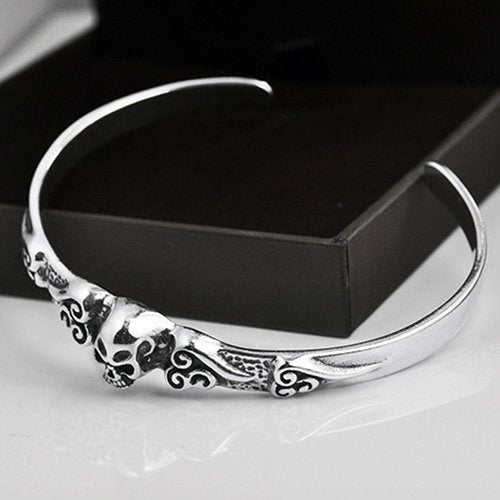 Men's Sterling Silver Skull Cuff Bracelet