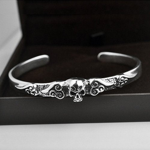 Men's Sterling Silver Skull Cuff Bracelet