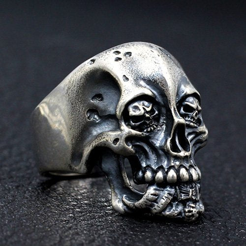 Men's Sterling Silver Skull Eyes Skull Ring