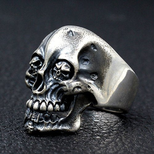 Men's Sterling Silver Skull Eyes Skull Ring