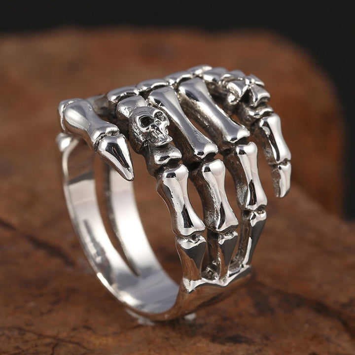 Men's Sterling Silver Skull Hand Ring