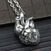 Men's Sterling Silver Skull Heart Necklace