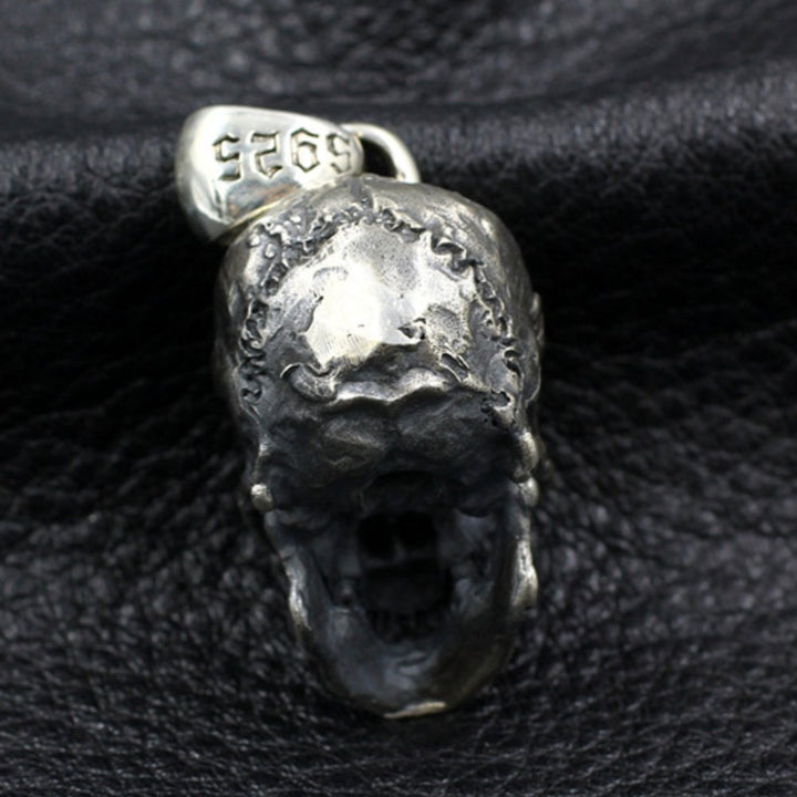 Men's Sterling Silver Skull Pendant Necklace